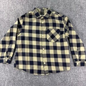Zara Boys Flannel Shirt Size 4 - 5 Years Blue and Cream Button Down 100% Cotton
